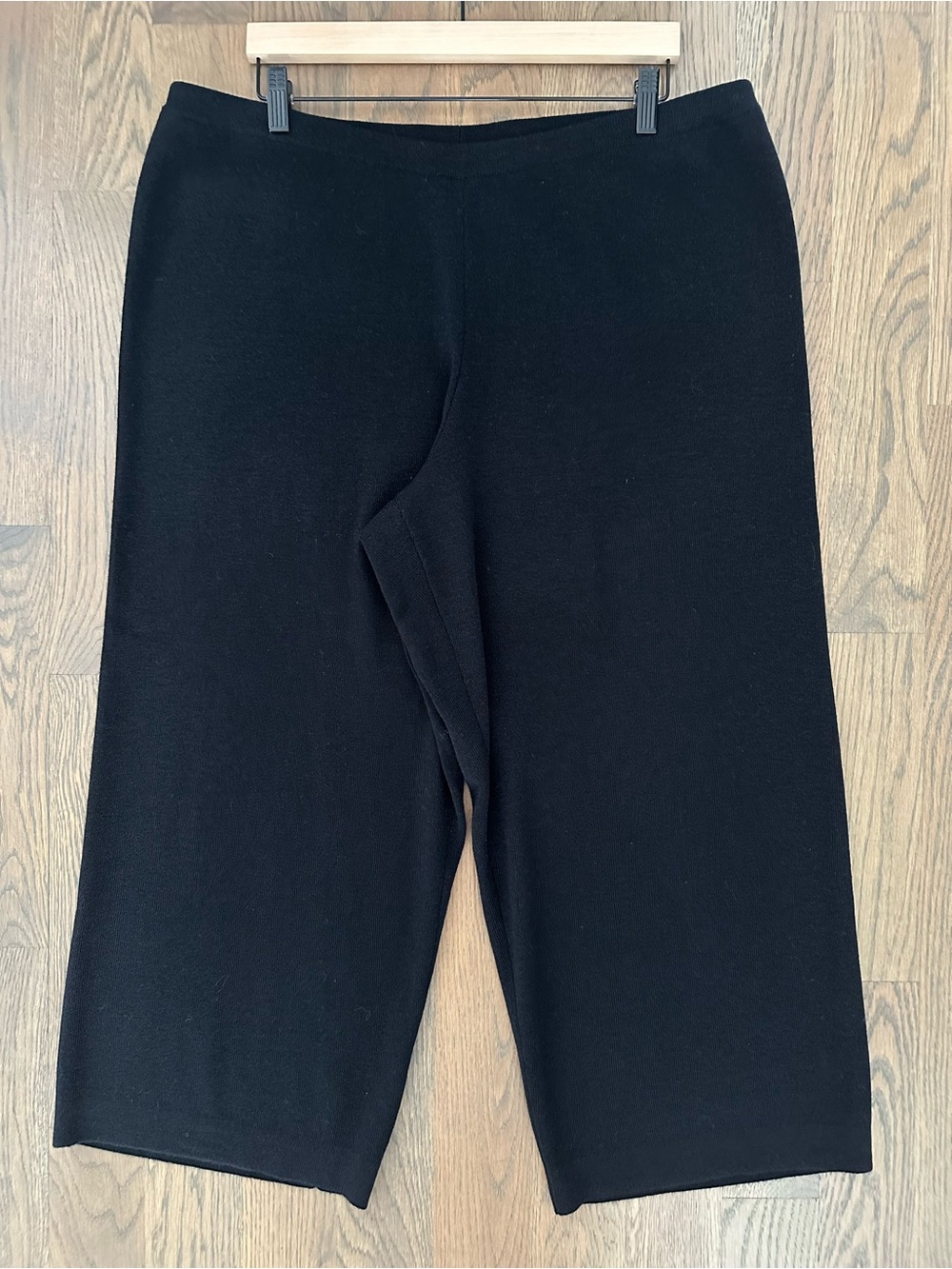 NWT Eileen Fisher Wool Knit Crepe Wide Leg Crop Pant in Black Size 1X - Picture 3 of 12